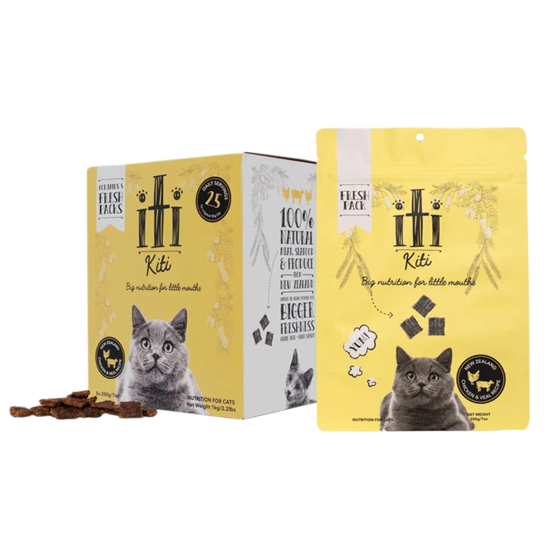 iTi Cat Air Dried Pouches CHICKEN & VEAL 5x200g (2.2lbs) or single bags
